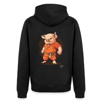 Orange Kung Fu Moine Cochon - Veste à capuche bio Premium Unisexe - noir - Dos - Nico (187cm)