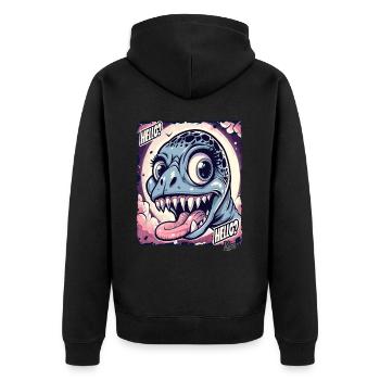Dragon Dinosaure Dino dit bonjour - Veste à capuche bio Premium Unisexe - noir - Dos - Nico (187cm)