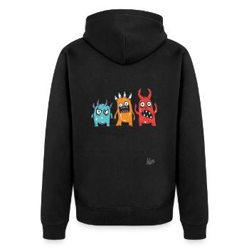 drôle mignon petits monstres fous - Veste à capuche bio Premium Unisexe - noir - Dos - Nico (187cm)