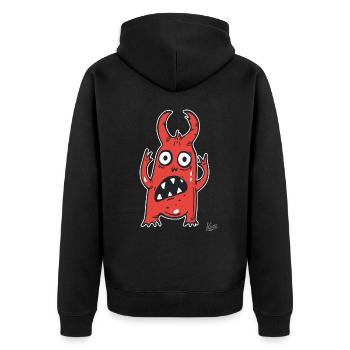 leiser Schrei des kleinen lustigen Monster - Unisex Premium Bio Zip Hoodie - Schwarz - Hinten - Nico (187cm)