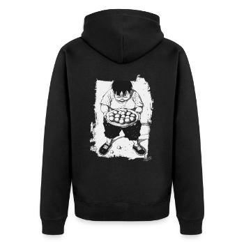 Garçon japonais avec un bol de boulettes de riz - Veste à capuche bio Premium Unisexe - noir - Dos - Nico (187cm)