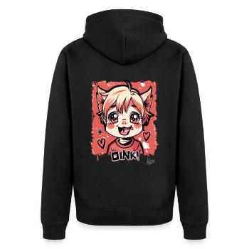 Petit cochon cochon doux et méchant : Oink ! - Veste à capuche bio Premium Unisexe - noir - Dos - Nico (187cm)