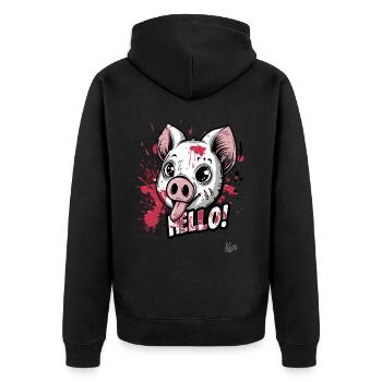 Cochon graffiti mignon, drôle, cool - Veste à capuche bio Premium Unisexe - noir - Dos - Nico (187cm)