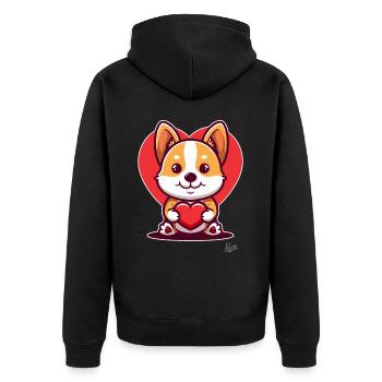 Un mignon petit chien avec un cœur - Veste à capuche bio Premium Unisexe - noir - Dos - Nico (187cm)