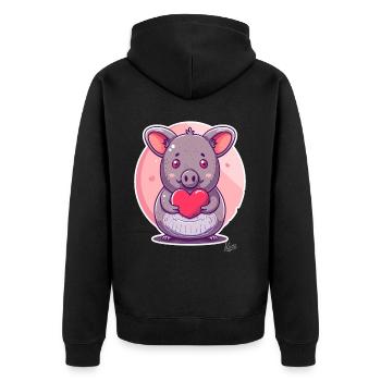 cochon chinchilla doux avec cœur et amour - Veste à capuche bio Premium Unisexe - noir - Dos - Nico (187cm)