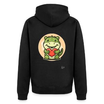 crocodile alligator mignon avec cœur et amour - Veste à capuche bio Premium Unisexe - noir - Dos - Nico (187cm)