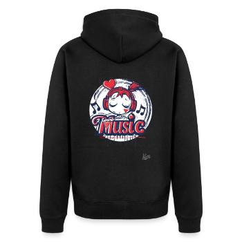 Fille mignonne kawaii avec des écouteurs et de la musique - Veste à capuche bio Premium Unisexe - noir - Dos - Nico (187cm)