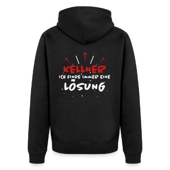 Kellner Spruch Restaurant Lustige Kellner Geschenk - Unisex Premium Bio Zip Hoodie - Schwarz - Hinten - Nico (187cm)