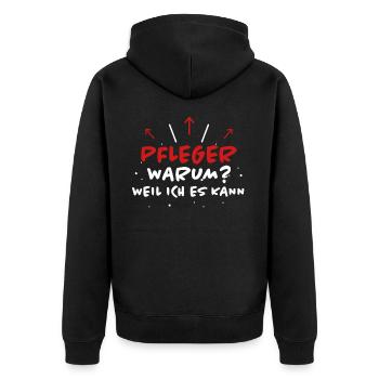 Pfleger Spruch Pflegekraft Lustig Pfleger Geschenk - Unisex Premium Bio Zip Hoodie - Schwarz - Hinten - Nico (187cm)