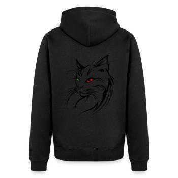 Cat Silhouette Outline Drawing Lineart Art - Unisex Premium Organic Zip Hoodie - black - Back - Nico (187cm)