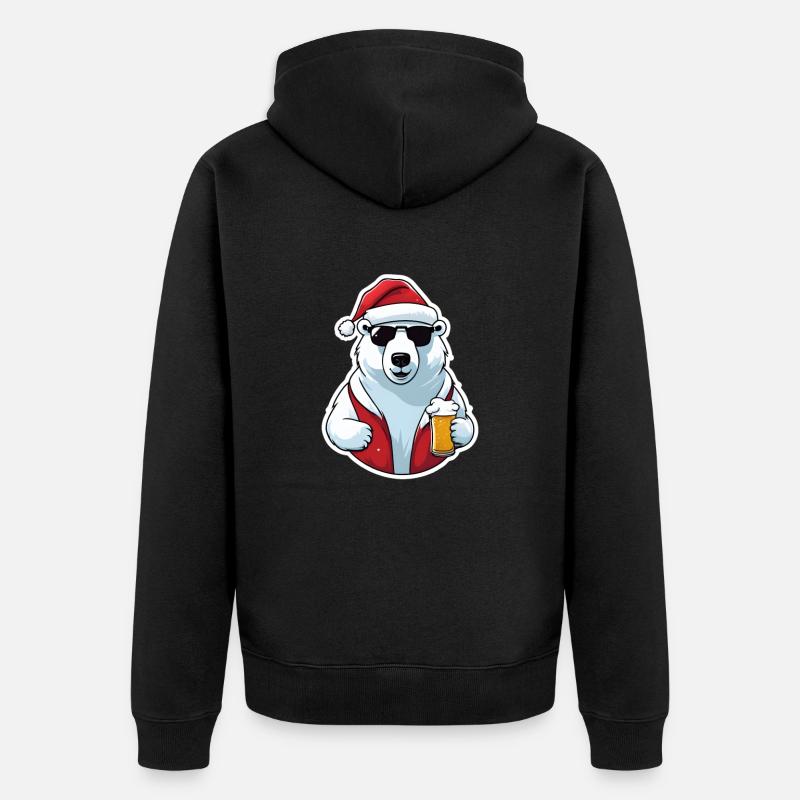 Weihnachten Eisbär - Unisex Premium Bio Zip Hoodie - Schwarz