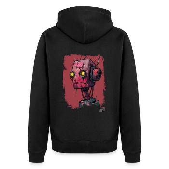 Red Sad Scrappy Scrap Robot - Unisex Premium Organic Zip Hoodie - black - Back - Nico (187cm)