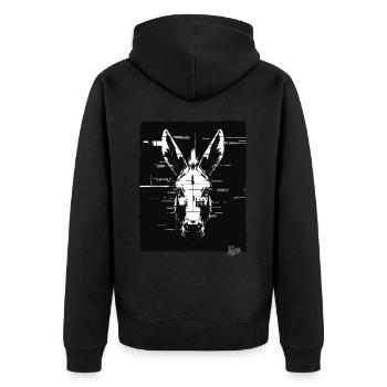 7328 donkey - Unisex Premium Organic Zip Hoodie - black - Back - Nico (187cm)