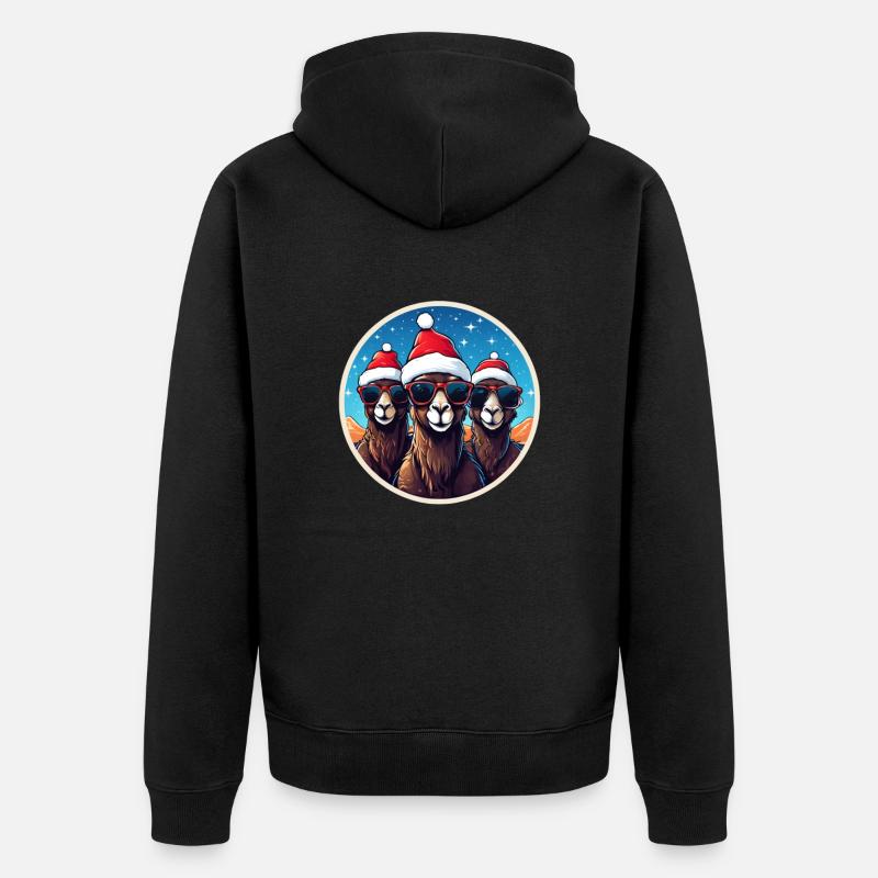 Kamel Weihnachten - Unisex Premium Bio Zip Hoodie - Schwarz
