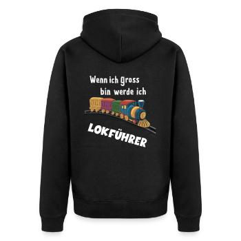 Wenn ich groß bin werde ich Lokführer für einen - Unisex Premium Bio Zip Hoodie - Schwarz - Hinten - Nico (187cm)