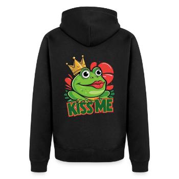 Drôle de grenouille verte embrasse-moi - Veste à capuche bio Premium Unisexe - noir - Dos - Nico (187cm)