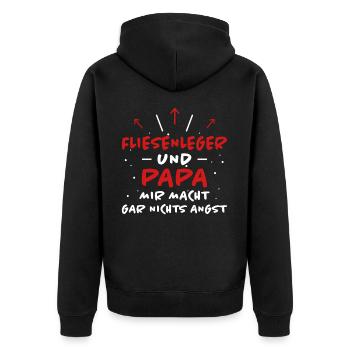 Fliesenleger Spruch Lustiges Fliesenleger Geschenk - Unisex Premium Bio Zip Hoodie - Schwarz - Hinten - Nico (187cm)