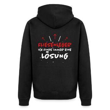 Fliesenleger Spruch Lustiges Fliesenleger Geschenk - Unisex Premium Bio Zip Hoodie - Schwarz - Hinten - Nico (187cm)