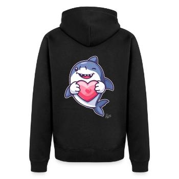 Mignon requin heureux avec un cœur pour l’amour - Veste à capuche bio Premium Unisexe - noir - Dos - Nico (187cm)