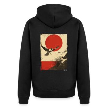 Propaganda Style: Nature and Birds - Unisex Premium Organic Zip Hoodie - black - Back - Nico (187cm)