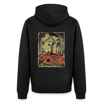 Propaganda Style Industrial Flowers - Unisex Premium Organic Zip Hoodie - black - Back - Nico (187cm)