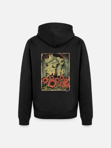 Propaganda Style Industrial Flowers - Unisex Premium Organic Zip Hoodie - black