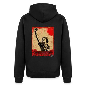 Révolution de la nature et femme aux fleurs - Veste à capuche bio Premium Unisexe - noir - Dos - Nico (187cm)
