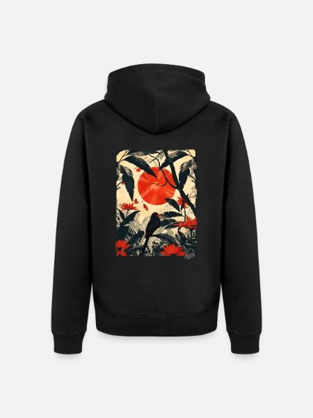 Plants, Jungle and Birds - Unisex Premium Organic Zip Hoodie - black