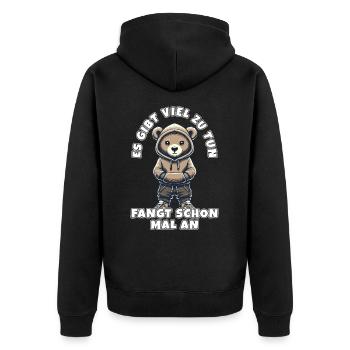 Lustiger Spruch Büro Chef Sarkasmus Teddybär - Unisex Premium Bio Zip Hoodie - Schwarz - Hinten - Nico (187cm)
