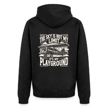 Pilot, Airplane, Flyer, Flight School - Unisex Premium Organic Zip Hoodie - black - Back - Nico (187cm)
