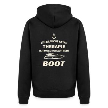 Ich Muss Nur Auf Mein Boot für einen - Unisex Premium Bio Zip Hoodie - Schwarz - Hinten - Nico (187cm)