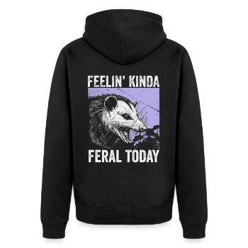 Feeling Kinda Feral Today Funny Raccoon Vintage - Unisex Premium Organic Zip Hoodie - black - Back - Nico (187cm)