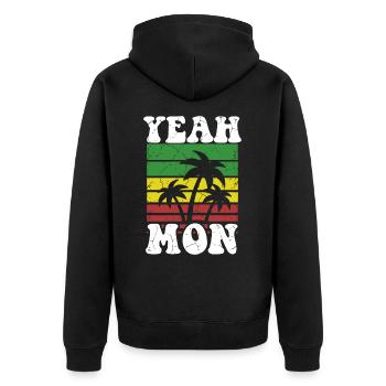 oui Lun Jamaïcain Vintage Coucher de soleil Jamaïque Vacances - Veste à capuche bio Premium Unisexe - noir - Dos - Nico (187cm)
