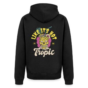Retro Tropic Like It's Hot Pineapple Skull Summer - Unisex Premium Organic Zip Hoodie - black - Back - Nico (187cm)