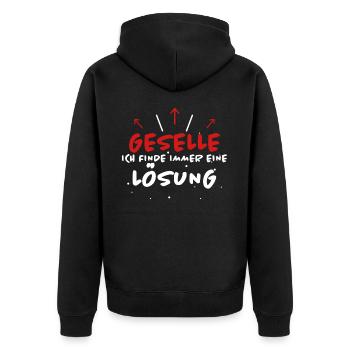 Geselle Spruch Lustiges Gesellenprüfung Geschenk - Unisex Premium Bio Zip Hoodie - Schwarz - Hinten - Nico (187cm)
