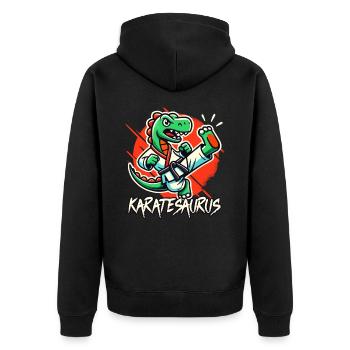Karate Karate Fighter Martial Arts Karatesaurus - Unisex Premium Organic Zip Hoodie - black - Back - Nico (187cm)