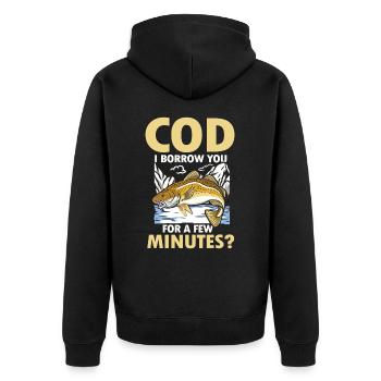Cod I Borrow You For a Few Minutes - Unisex Premium Bio Zip Hoodie - Schwarz - Hinten - Nico (187cm)