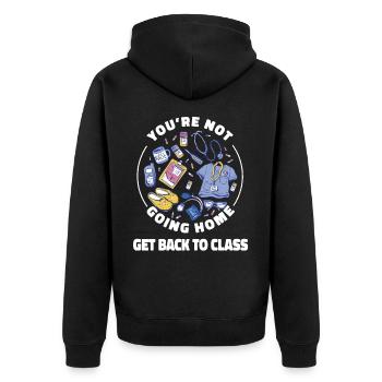 Schulkrankenschwester, zu der Sie Nicht Nach Hause Zurückkehren Werden - Unisex Premium Bio Zip Hoodie - Schwarz - Hinten - Nico (187cm)