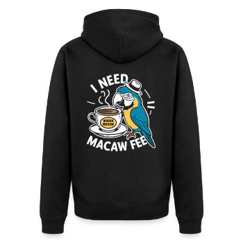 Lustiger Scharlachroter Ara Papagei Und Kaffee Ara - Unisex Premium Bio Zip Hoodie - Schwarz - Hinten - Nico (187cm)