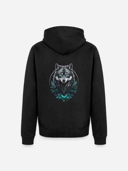 Forest Arctic Wolf - Unisex Premium Organic Zip Hoodie - black
