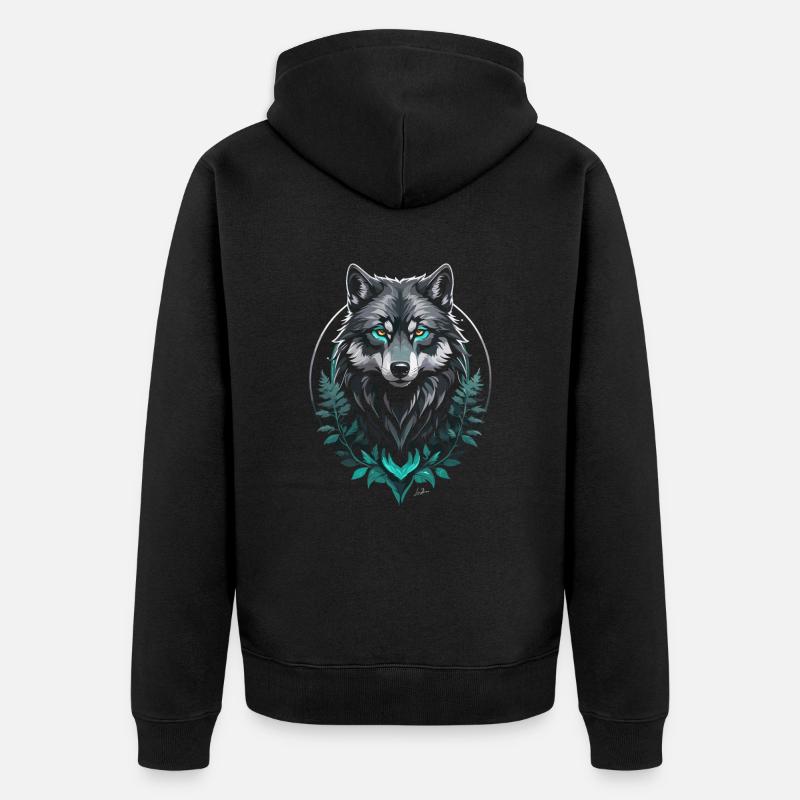 Loup arctique forestier - Veste à capuche bio Premium Unisexe - noir