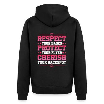 Respektiere Deine Bases Schütze Deinen Flyer - Unisex Premium Bio Zip Hoodie - Schwarz - Hinten - Nico (187cm)