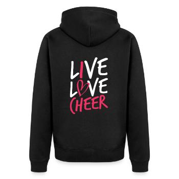 Vie, amour, jubilation - Veste à capuche bio Premium Unisexe - noir - Dos - Nico (187cm)