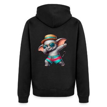 Eléphant, Dabbing, Été, Plage Vacances D’été - Veste à capuche bio Premium Unisexe - noir - Dos - Nico (187cm)