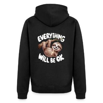 Motivierendes Faultier Alles wird gut - Unisex Premium Bio Zip Hoodie - Schwarz - Hinten - Nico (187cm)