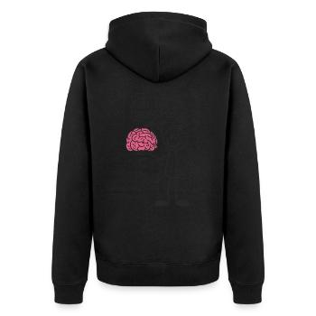 Strichmännchen mit Gehirn Lustiger Spruch - Unisex Premium Bio Zip Hoodie - Schwarz - Hinten - Nico (187cm)