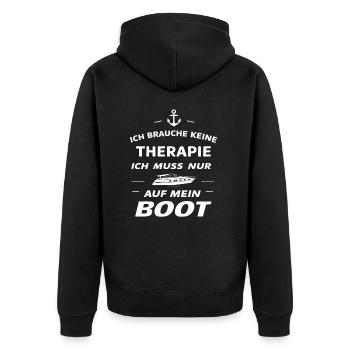 Ich Muss Nur Auf Mein Boot für einen - Unisex Premium Bio Zip Hoodie - Schwarz - Hinten - Nico (187cm)