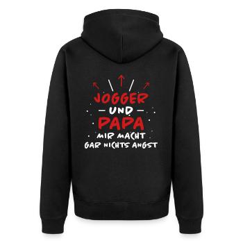 Jogger Spruch Fun Laufen Lustiges Jogging Geschenk - Unisex Premium Bio Zip Hoodie - Schwarz - Hinten - Nico (187cm)