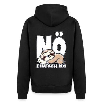 Nope just nope Statement Sloth Late Riser - Unisex Premium Organic Zip Hoodie - black - Back - Nico (187cm)