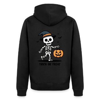Squelette mignon avec citrouille lanterne Halloween - Veste à capuche bio Premium Unisexe - noir - Dos - Nico (187cm)